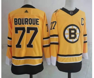 Men's Boston Bruins #77 Ray Bourque Yellow Adidas 2020-21 Stitched NHL Jersey