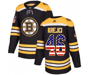 Adidas Bruins #46 David Krejci Black Home Authentic USA Flag Stitched NHL Jersey