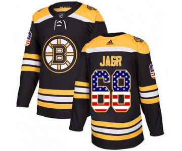 Adidas Bruins #68 Jaromir Jagr Black Home Authentic USA Flag Stitched NHL Jersey