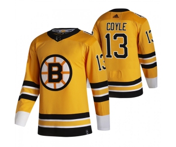 Boston Bruins #13 Charlie Coyle Yellow Men's Adidas 2020-21 Reverse Retro Alternate NHL Jersey