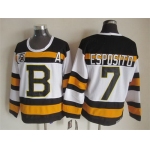 Boston Bruins #7 Phil Esposito White 75TH Throwback CCM Jersey
