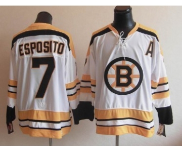 Boston Bruins #7 Phil Esposito White Throwback CCM Jersey