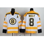 Boston Bruins #8 Cam Neely White Throwback CCM Jersey