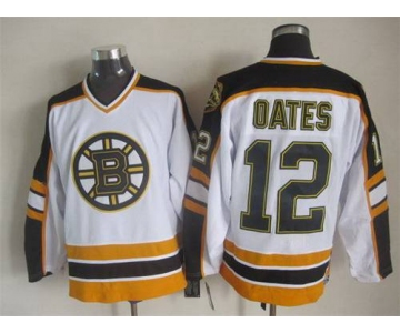 Men's Boston Bruins #12 Adam Oates 1996-97 White CCM Vintage Throwback Jersey