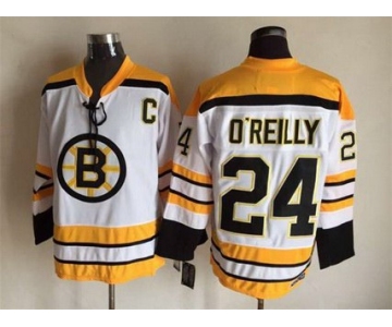 Men's Boston Bruins #24 Terry O'Reilly 1968-69 White CCM Vintage Throwback Jersey