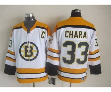 Men's Boston Bruins #33 Zdeno Chara 2007-08 White CCM Vintage Throwback Jersey