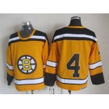 Men's Boston Bruins #4 Bobby Orr 1959-60 Yellow CCM Vintage Throwback Jersey