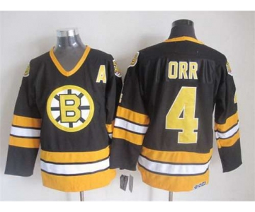 Men's Boston Bruins #4 Bobby Orr 1981-82 Black CCM Vintage Throwback Jersey