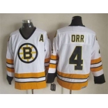 Men's Boston Bruins #4 Bobby Orr 1981-82 White CCM Vintage Throwback Jersey