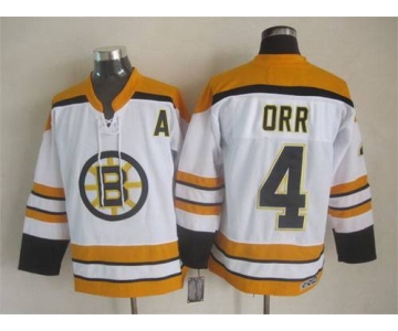 Men's Boston Bruins #4 Bobby Orr 2007-08 White CCM Vintage Throwback Jersey