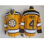 Men's Boston Bruins #4 Bobby Orr 2009-10 Yellow CCM Vintage Throwback Jersey
