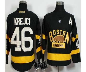 Men's Boston Bruins #46 David Krejci Reebok Black 2016 Winter Classic Premier Jersey
