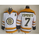 Men's Boston Bruins #7 Phil Esposito 2007-08 White CCM Vintage Throwback Jersey