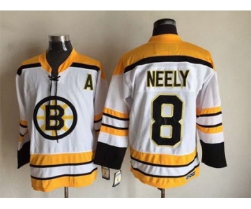 Men's Boston Bruins #8 Cam Neely 1968-69 White CCM Vintage Throwback Jersey