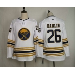 Women's Buffalo Sabres #26 Rasmus Dahlin White With Gold 50th Anniversary Adidas Stitched NHL Jersey