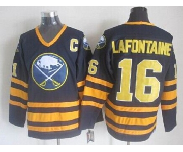 Buffalo Sabres #16 Pat Lafontaine Navy Blue Throwback CCM Jersey
