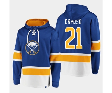 Men's Buffalo Sabres #21 Kyle Okposo Royal Ageless Must-Have Lace-Up Pullover Hoodie