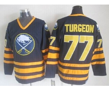 Buffalo Sabres #77 Pierre Turgeon Navy Blue Throwback CCM Jersey
