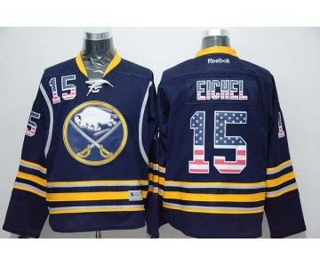 Men's Buffalo Sabres #15 Jack Eichel Home Navy Blue USA Flag NHL Reebok Fashion Jersey