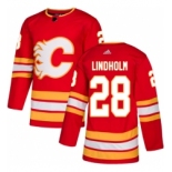 Men's Adidas Calgary Flames #28 Elias Lindholm Red Alternate Authentic Stitched NHL Jersey