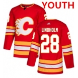 Youth Calgary Flames #28 Elias Lindholm Red Alternate Adidas Stitched NHL Jersey