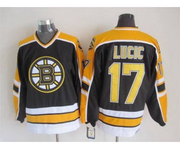 Men's Boston Bruins #17 Milan Lucic 1996-97 Black CCM Vintage Throwback Jersey