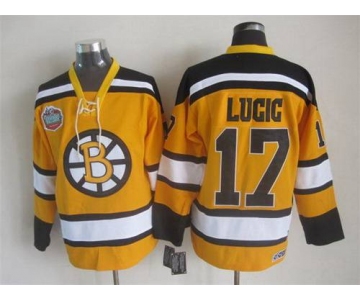 Men's Boston Bruins #17 Milan Lucic 2009-10 Yellow CCM Vintage Throwback Jersey