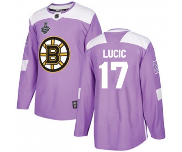 Men's Boston Bruins #17 Milan Lucic Purple Authentic Fights Cancer 2019 Stanley Cup Final Bound Stitched Hockey Jersey