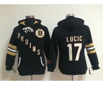 Old Time Hockey Boston Bruins #17 Milan Lucic Black Womens Hoodie