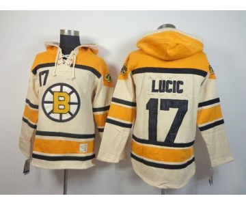 Old Time Hockey Boston Bruins #17 Milan Lucic Cream Hoodie