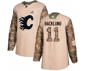 Adidas Flames #11 Mikael Backlund Camo Authentic 2017 Veterans Day Stitched NHL Jersey