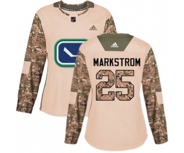 Adidas Vancouver Canucks #25 Jacob Markstrom Camo Authentic 2017 Veterans Day Women's Stitched NHL Jersey