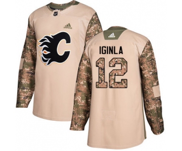 Adidas Flames #12 Jarome Iginla Camo Authentic 2017 Veterans Day Stitched NHL Jersey