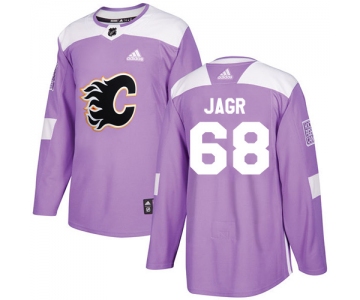 Adidas Flames #68 Jaromir Jagr Purple Authentic Fights Cancer Stitched NHL Jersey