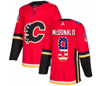 Adidas Flames #9 Lanny McDonald Red Home Authentic USA Flag Stitched NHL Jersey