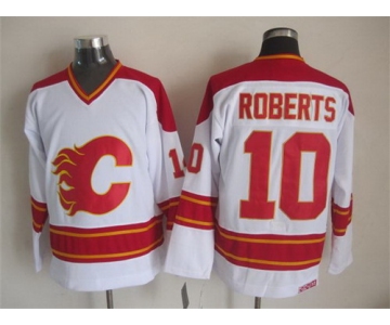 Calgary Flames #10 Gary Roberts White Throwback CCM Jersey