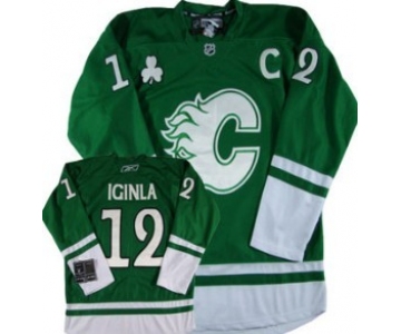 Calgary Flames #12 Jarome Iginla St. Patrick's Day Green Jersey