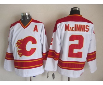Calgary Flames #2 Al MacInnis White Throwback CCM Jersey