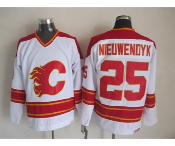 Calgary Flames #25 Joe Nieuwendyk White Throwback CCM Jersey