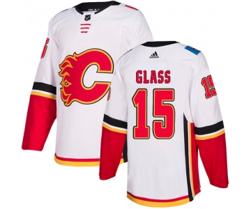 Men's Adidas Calgary Flames #15 Tanner Glass White Away Authentic NHL Jersey