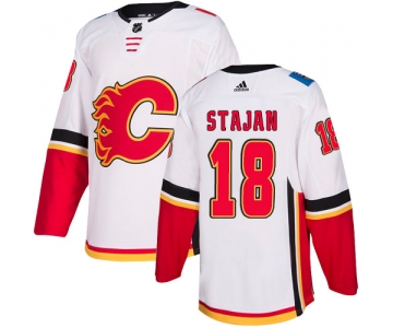 Men's Adidas Calgary Flames #18 Matt Stajan White Away Authentic NHL Jersey