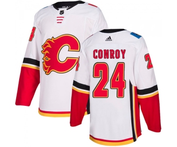 Men's Adidas Calgary Flames #24 Craig Conroy White Away Authentic NHL Jersey