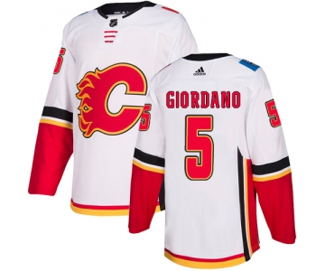 Men's Adidas Calgary Flames #5 Mark Giordano White Away Authentic NHL Jersey