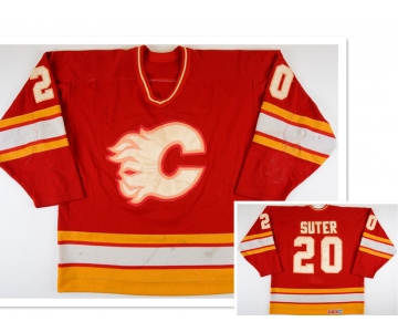 Men's Calgary Flames #20 Gary Suter Red Third Throwback CCM Jersey
