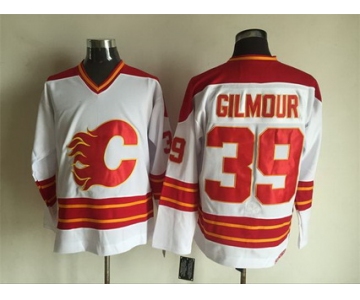 Men's Calgary Flames #39 Doug Gilmour 1980-81 White CCM Vintage Throwback Jersey