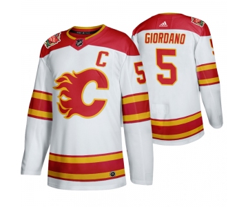 Men's Calgary Flames #5 Mark Giordano 2019 Heritage Classic Authentic White Jersey