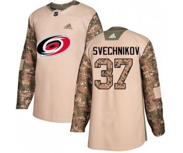 Adidas Carolina Hurricanes #37 Andrei Svechnikov Camo Authentic 2017 Veterans Day Stitched NHL Jersey