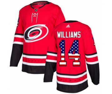 Adidas Hurricanes #14 Justin Williams Red Home Authentic USA Flag Stitched NHL Jersey