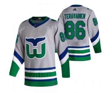 Carolina Hurricanes #86 Teuvo Teravainen Grey Men's Adidas 2020-21 Reverse Retro Alternate NHL Jersey