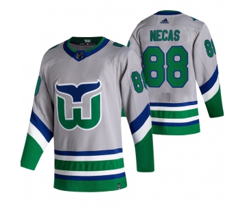 Carolina Hurricanes #88 Martin Necas Grey Men's Adidas 2020-21 Reverse Retro Alternate NHL Jersey